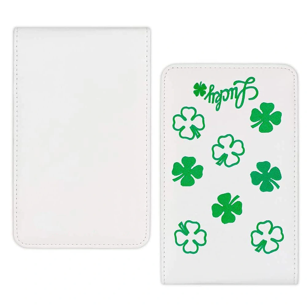 Custom Lucky Clover Logo Water Resist Portable PU Leather Yardage Book Holder Performance Golf Scorecard Holder