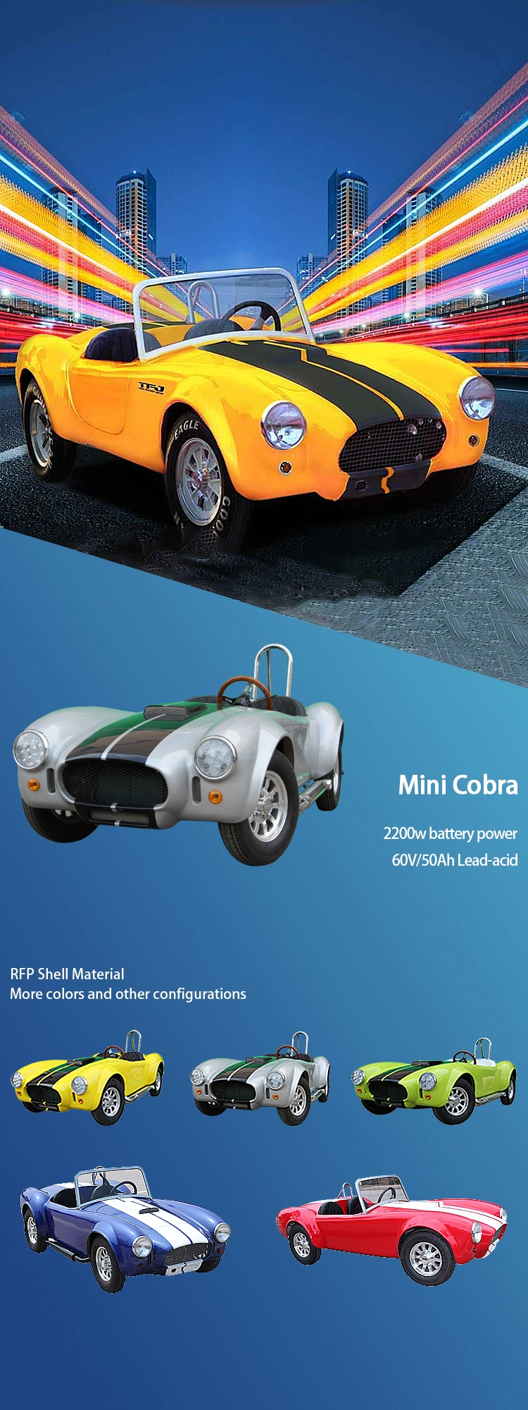 New Design Widen Four Wheeler Atvs Electric Racing Cobra Beetle Mini Car