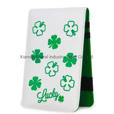 Benutzerdefinierte Lucky Clover Logo wasserbeständig tragbare PU-Leder Yardage Buchhalter Performance Golf Scorecard Halter