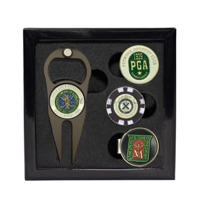 Golf-Divot-Werkzeug, Hutklammer, Pokerchip mit Magnet-Ballmarker, Golf-individuelles Logo, magnetischer Golfball-Marker