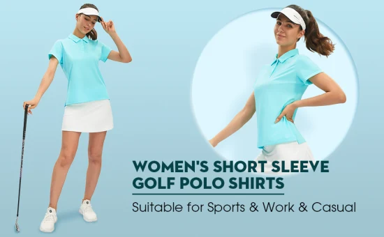 UPF50+ Sport-Poloshirts für Damen, Golf-Oberteile, solider Polokragen, feuchtigkeitsableitende Sport-T-Shirts für Outdoor-Aktivitäten